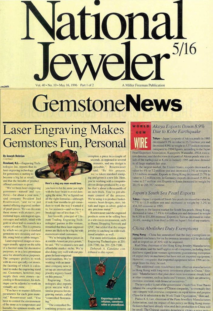 National Jeweler Magazine, May 16, 1996​